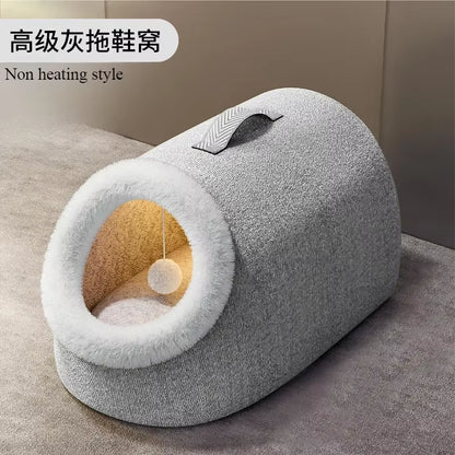 Heated Cat House Warm Comfortable Heated Pet Bed Cozy Plush Nest for Felines Well-Being Heated Bed Insulated Cat Nest