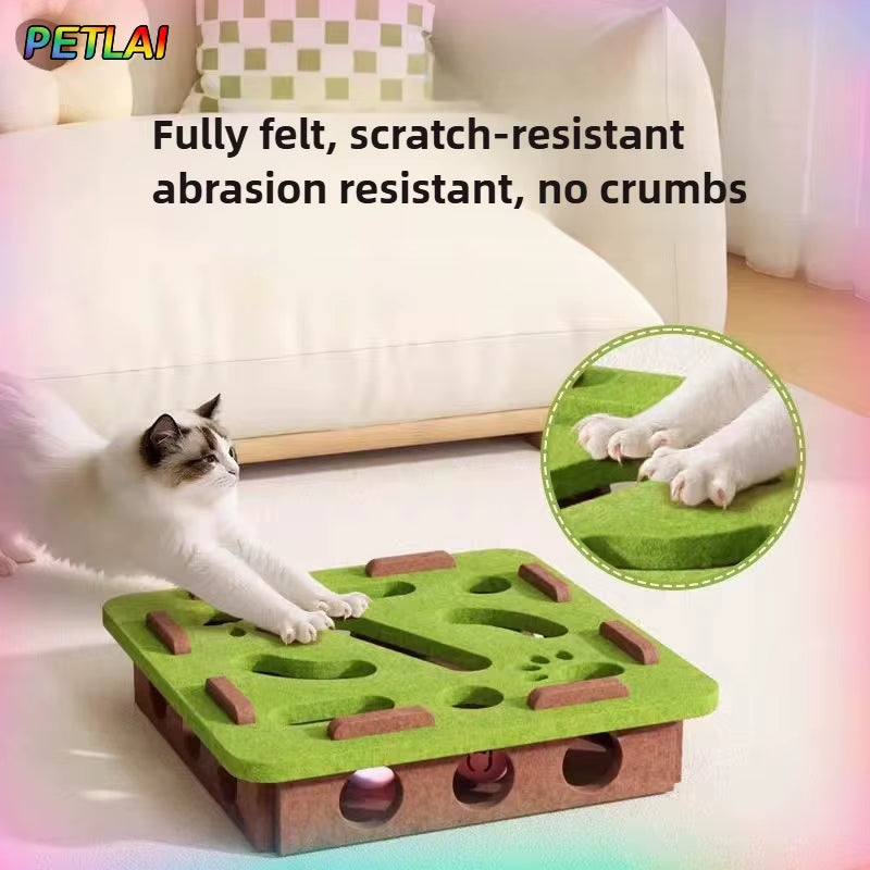 Cat Toy Bell Balls Dig Hole Funny Box Felt Maze Hole Interactive Cats Game Self-Exciting Tool Kitten Pet Cat Puzzle Teasing Cat