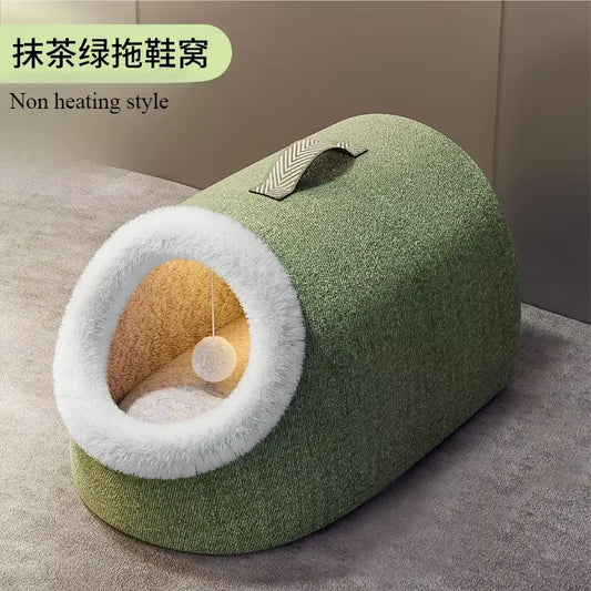 Heated Cat House Warm Comfortable Heated Pet Bed Cozy Plush Nest for Felines Well-Being Heated Bed Insulated Cat Nest