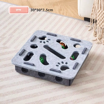 Cat Toy Bell Balls Dig Hole Funny Box Felt Maze Hole Interactive Cats Game Self-Exciting Tool Kitten Pet Cat Puzzle Teasing Cat