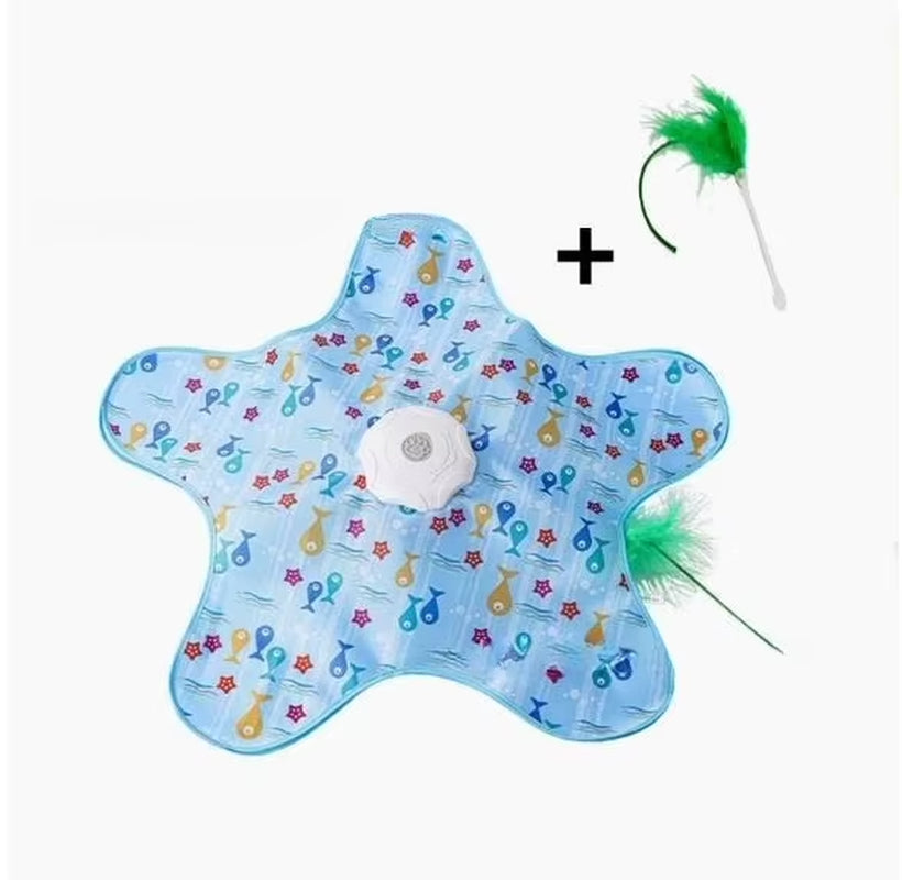 Cat Toys Interactive Hide and Seek Cat Toy with Mouse Squeaky Motion Activated Moving Concealed Feathers Kitten Teaser Toy