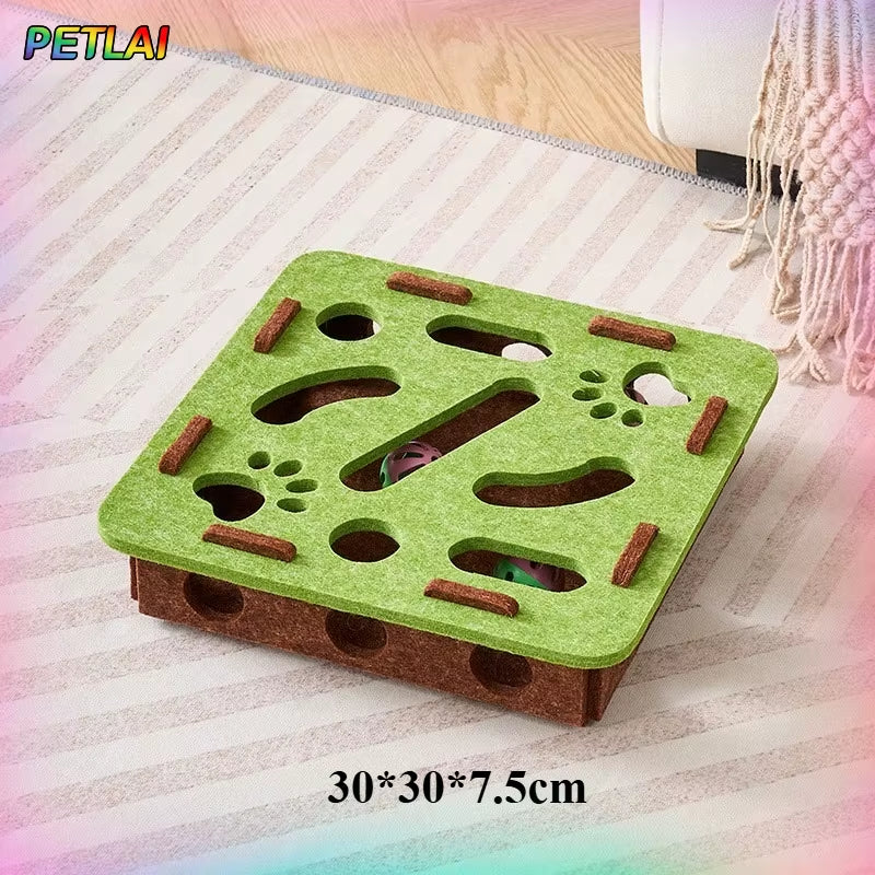 Cat Toy Bell Balls Dig Hole Funny Box Felt Maze Hole Interactive Cats Game Self-Exciting Tool Kitten Pet Cat Puzzle Teasing Cat