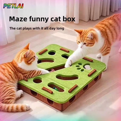 Cat Toy Bell Balls Dig Hole Funny Box Felt Maze Hole Interactive Cats Game Self-Exciting Tool Kitten Pet Cat Puzzle Teasing Cat