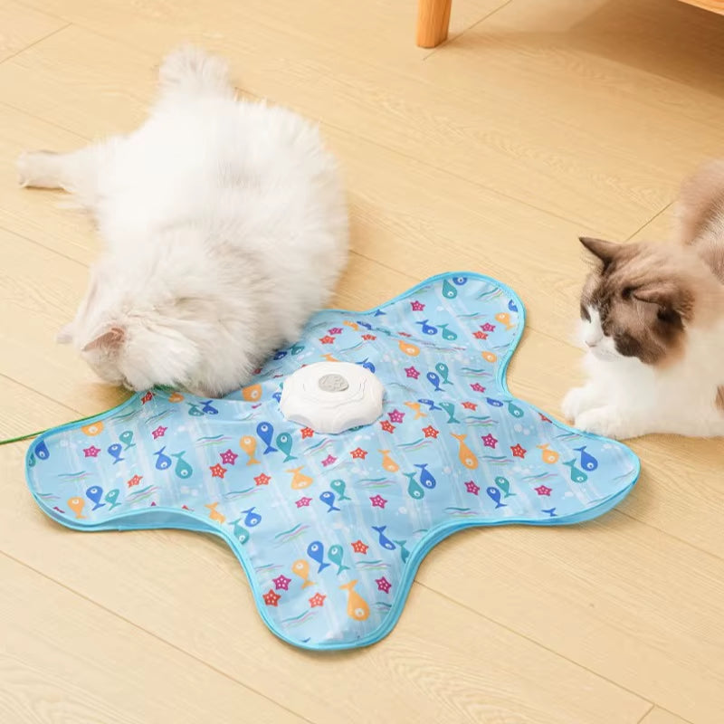 Cat Toys Interactive Hide and Seek Cat Toy with Mouse Squeaky Motion Activated Moving Concealed Feathers Kitten Teaser Toy